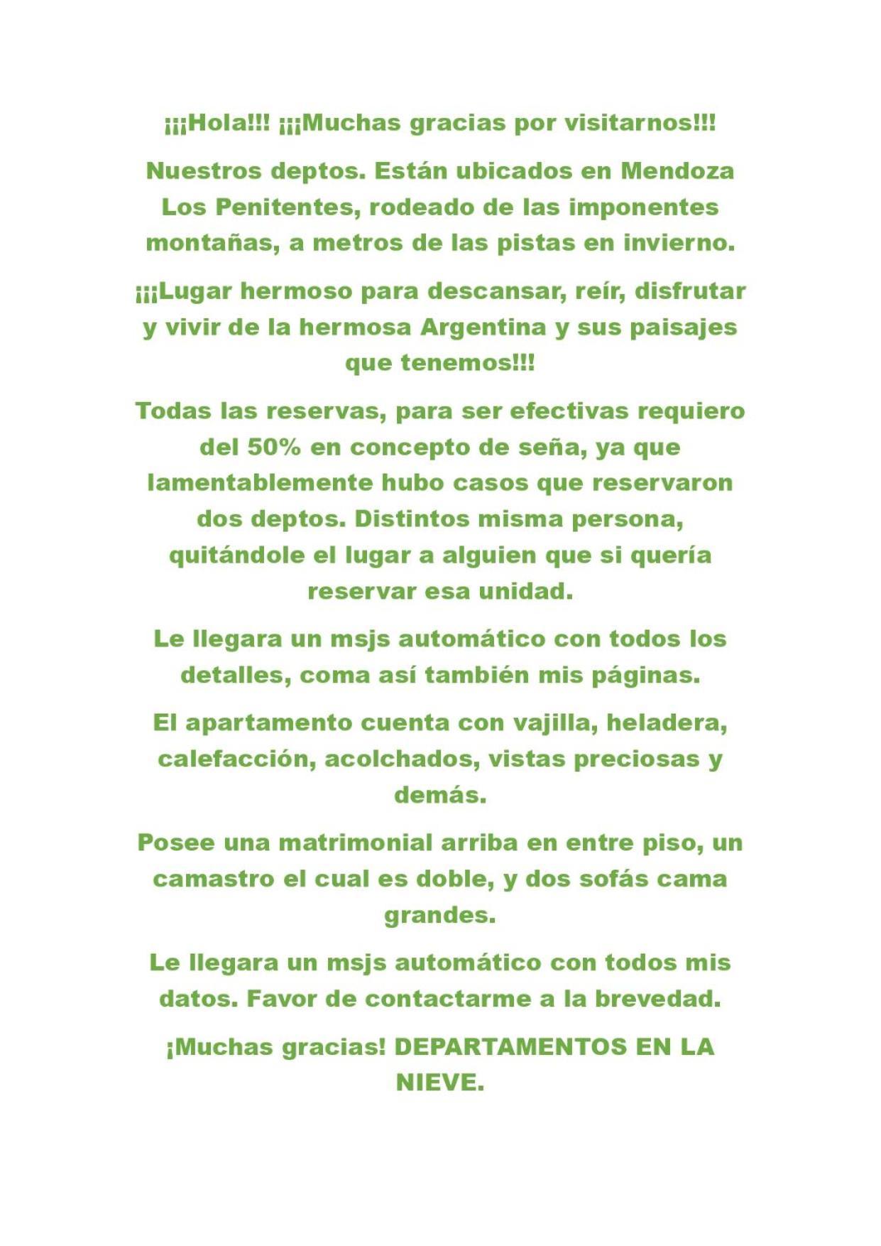 Hermoso Departamento Frente A Las Montanas Los Penitentes Exterior photo